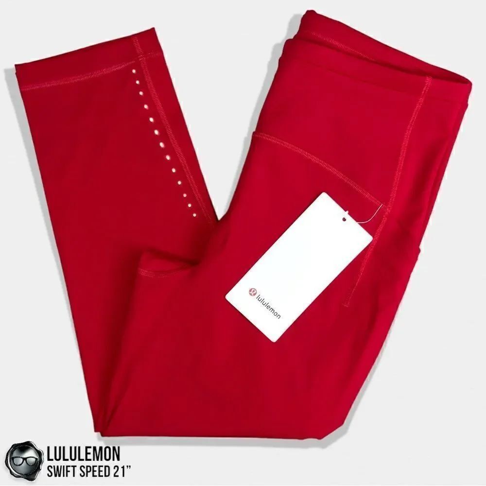 LULULEMON SWIFT SPEED HIGH-RISE 21” CROP DARK RED PETITE WOMEN’S SIZE 8 LEGGINGS